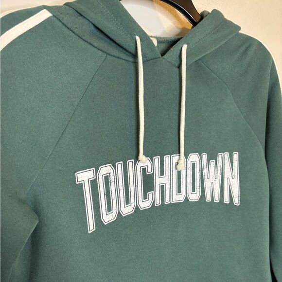 Grayson Threads Women’s Green Touchdown Cropped Pullover Hoodie Size Medium - Picture 3 of 7